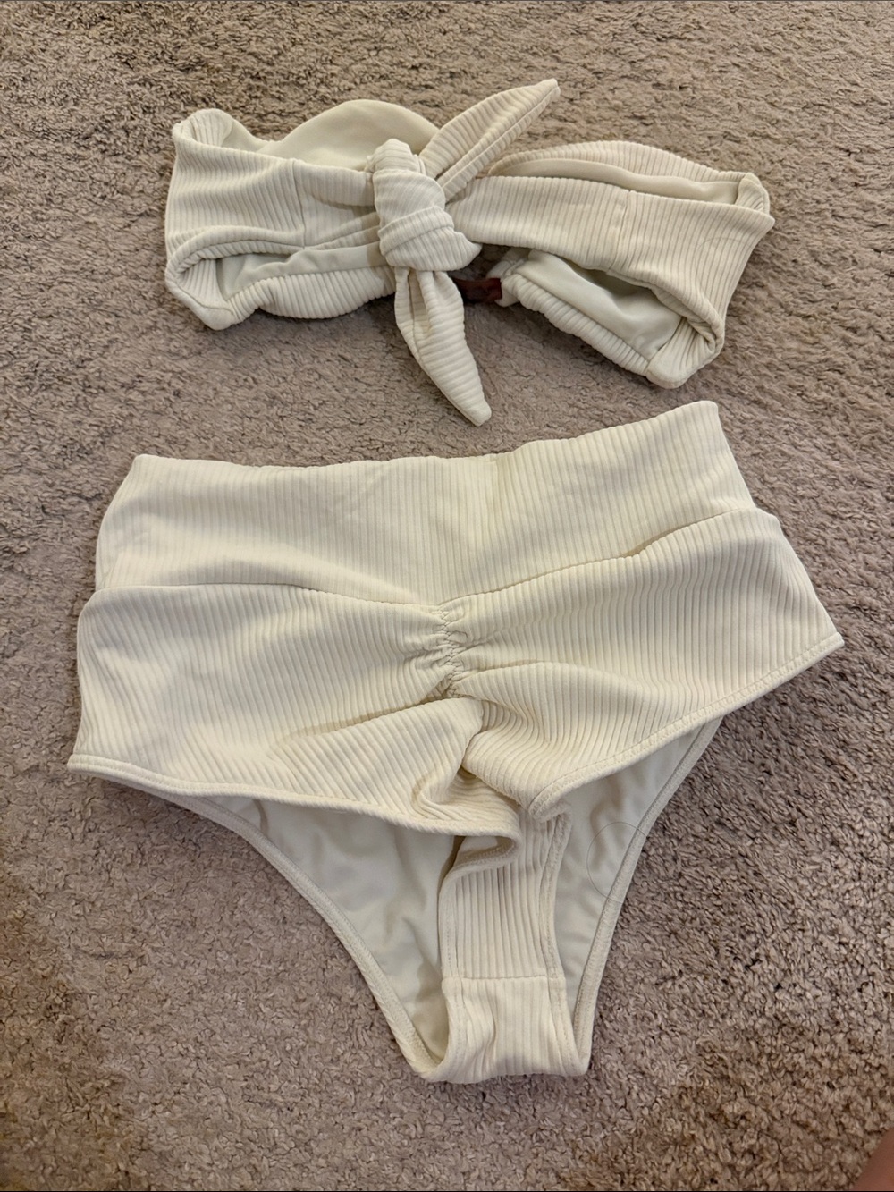Montce size small Cream Ribbed High-Waist Bikini Set - Picture 5 of 5